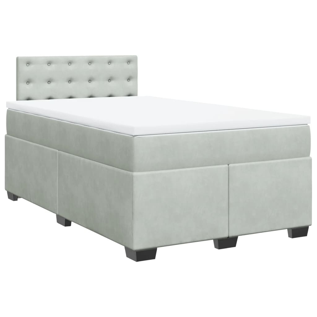 Box spring krevet s madracem svjetlosivi 120x200 cm baršunasti
