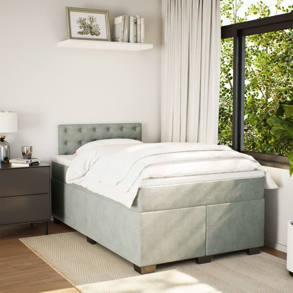 Box spring krevet s madracem svjetlosivi 120x200 cm baršunasti