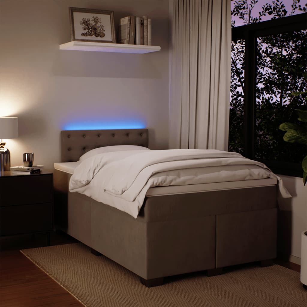 Box spring krevet s madracem svjetlosivi 120x200 cm baršunasti