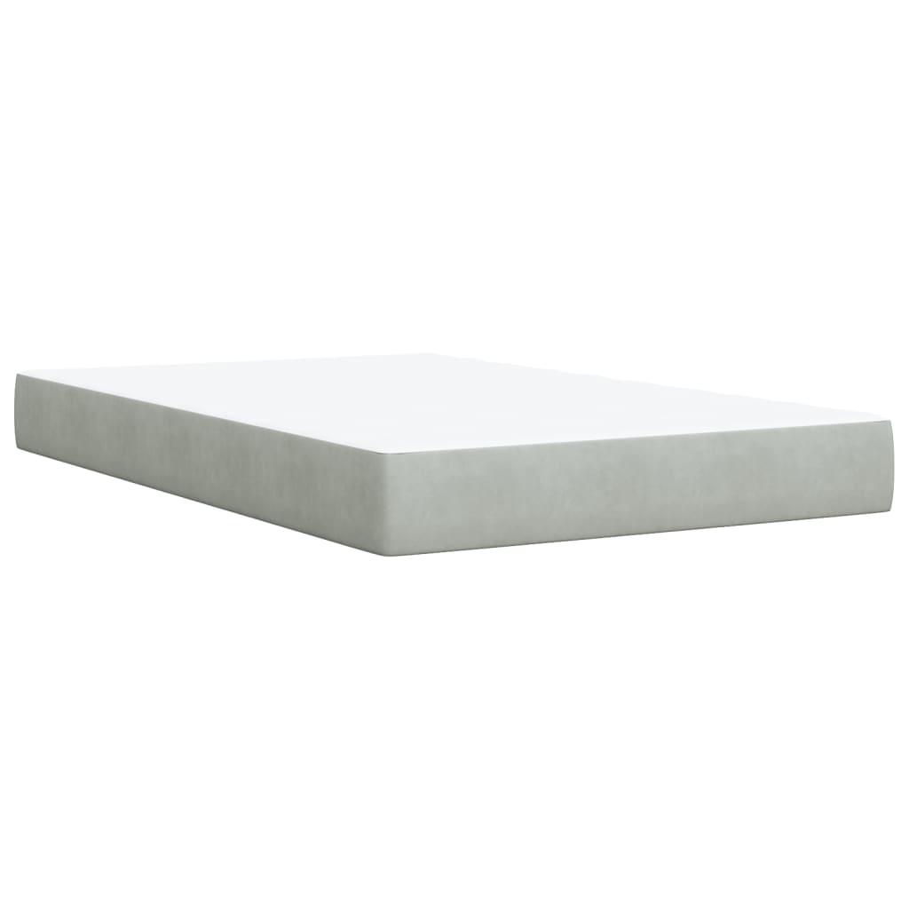 Box spring krevet s madracem svjetlosivi 120x200 cm baršunasti