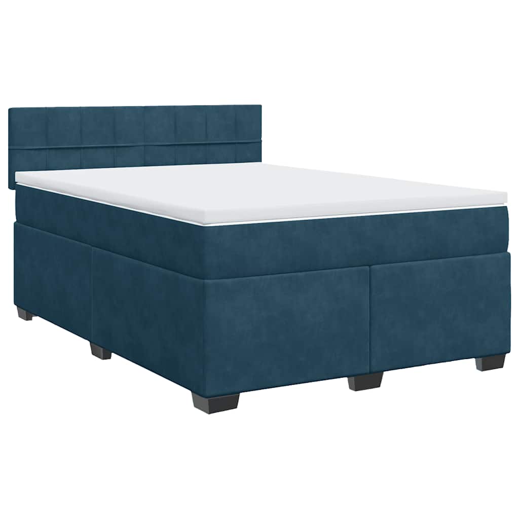 Krevet box spring s madracem plavi 160 x 200 cm baršunasti