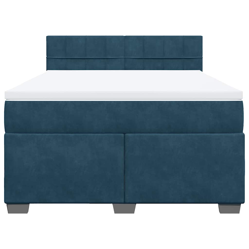 Krevet box spring s madracem plavi 160 x 200 cm baršunasti