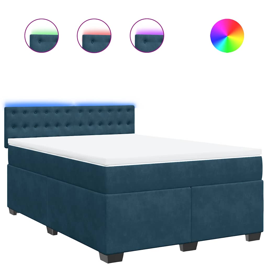 Krevet box spring s madracem plavi 160 x 200 cm baršunasti