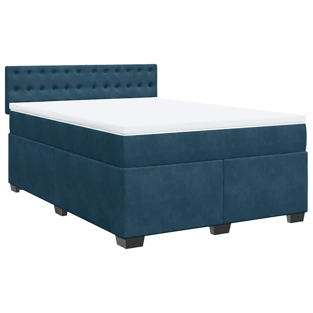 Krevet box spring s madracem plavi 160 x 200 cm baršunasti