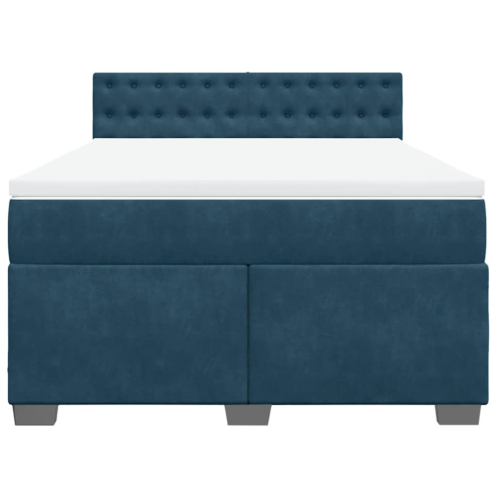 Krevet box spring s madracem plavi 160 x 200 cm baršunasti