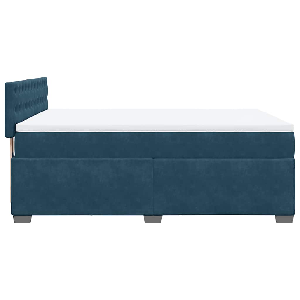 Krevet box spring s madracem plavi 160 x 200 cm baršunasti