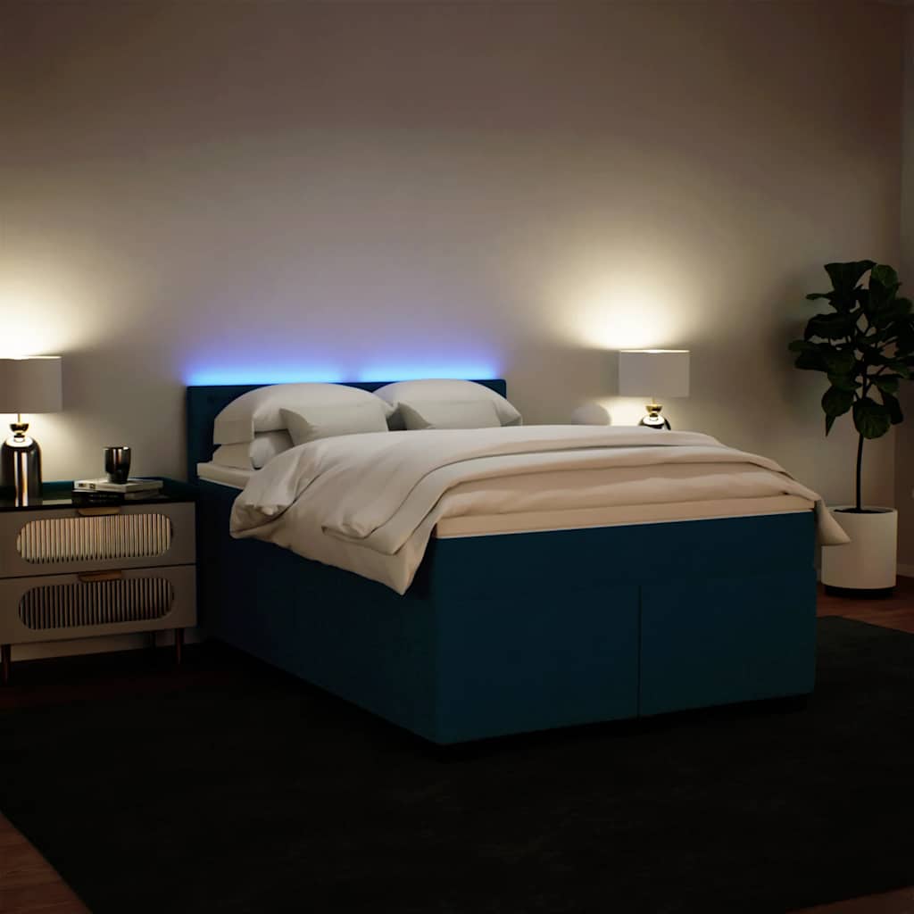 Krevet box spring s madracem plavi 160 x 200 cm baršunasti