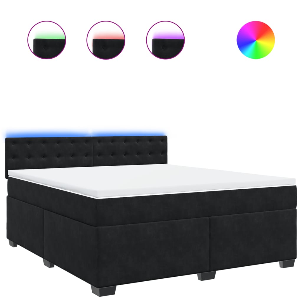 Krevet s oprugama i madracem crni 180x200 cm baršunasti