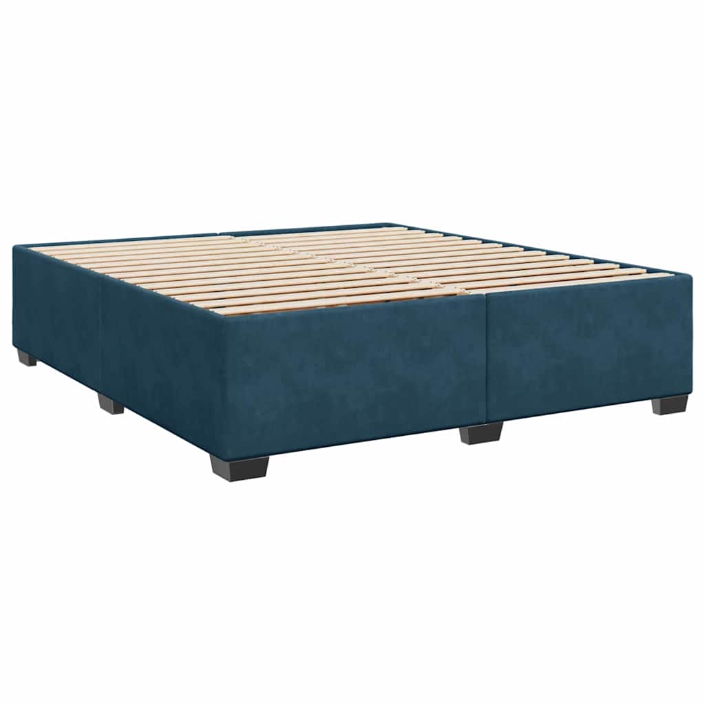 Krevet s oprugama i madracem plavi 200x200 cm baršunasti