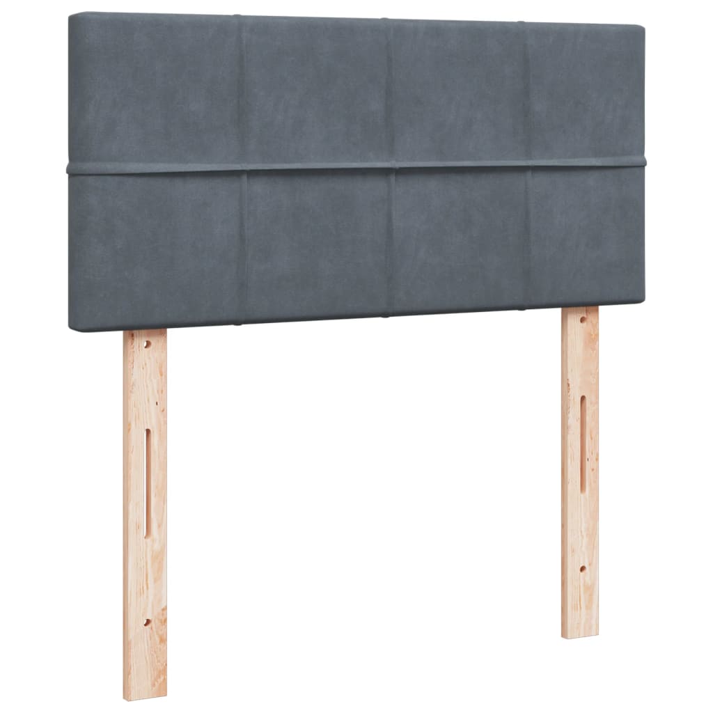 Krevet box spring s madracem tamnosivi za 1 osobu baršunasti