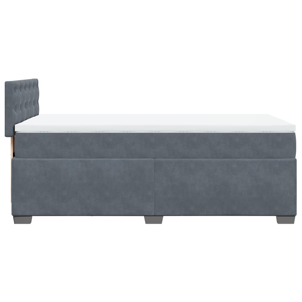 Krevet box spring s madracem tamnosivi za 1 osobu baršunasti