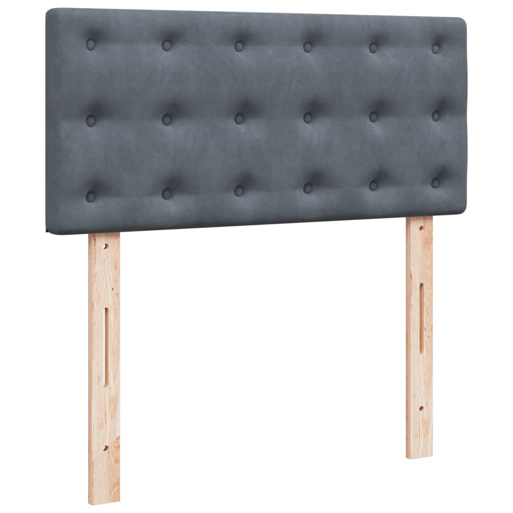 Krevet box spring s madracem tamnosivi za 1 osobu baršunasti