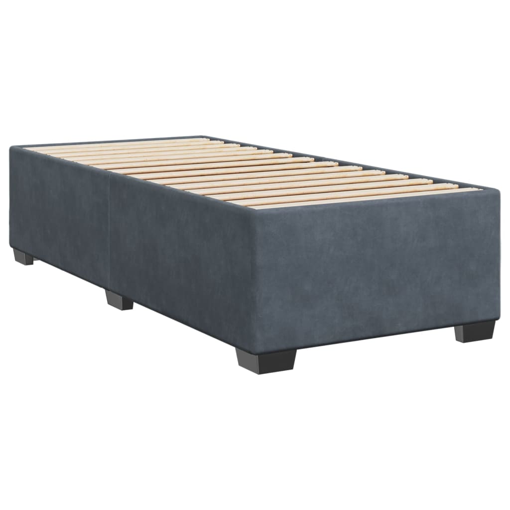 Krevet box spring s madracem tamnosivi za 1 osobu baršunasti