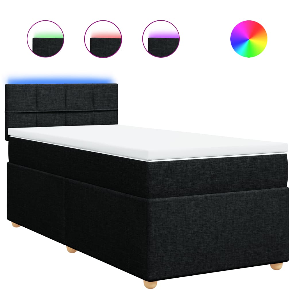 Box spring krevet s madracem crni 80 x 200 cm od tkanine