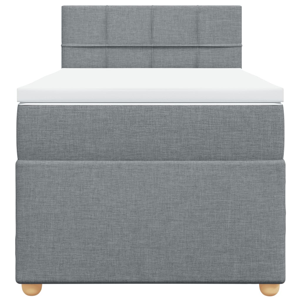 Box spring krevet s madracem svjetlosivi 90x190 cm od tkanine