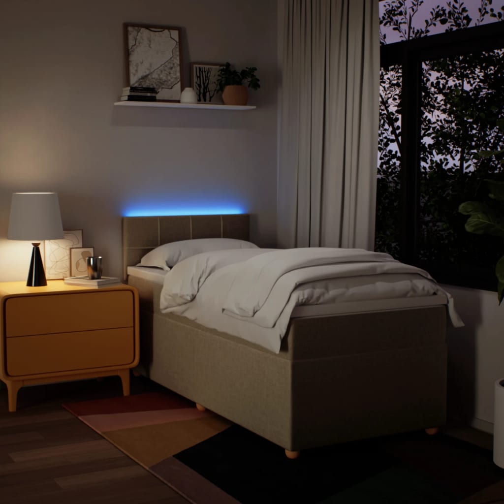 Krevet s oprugama i madracem krem 90 x 200 cm od tkanine