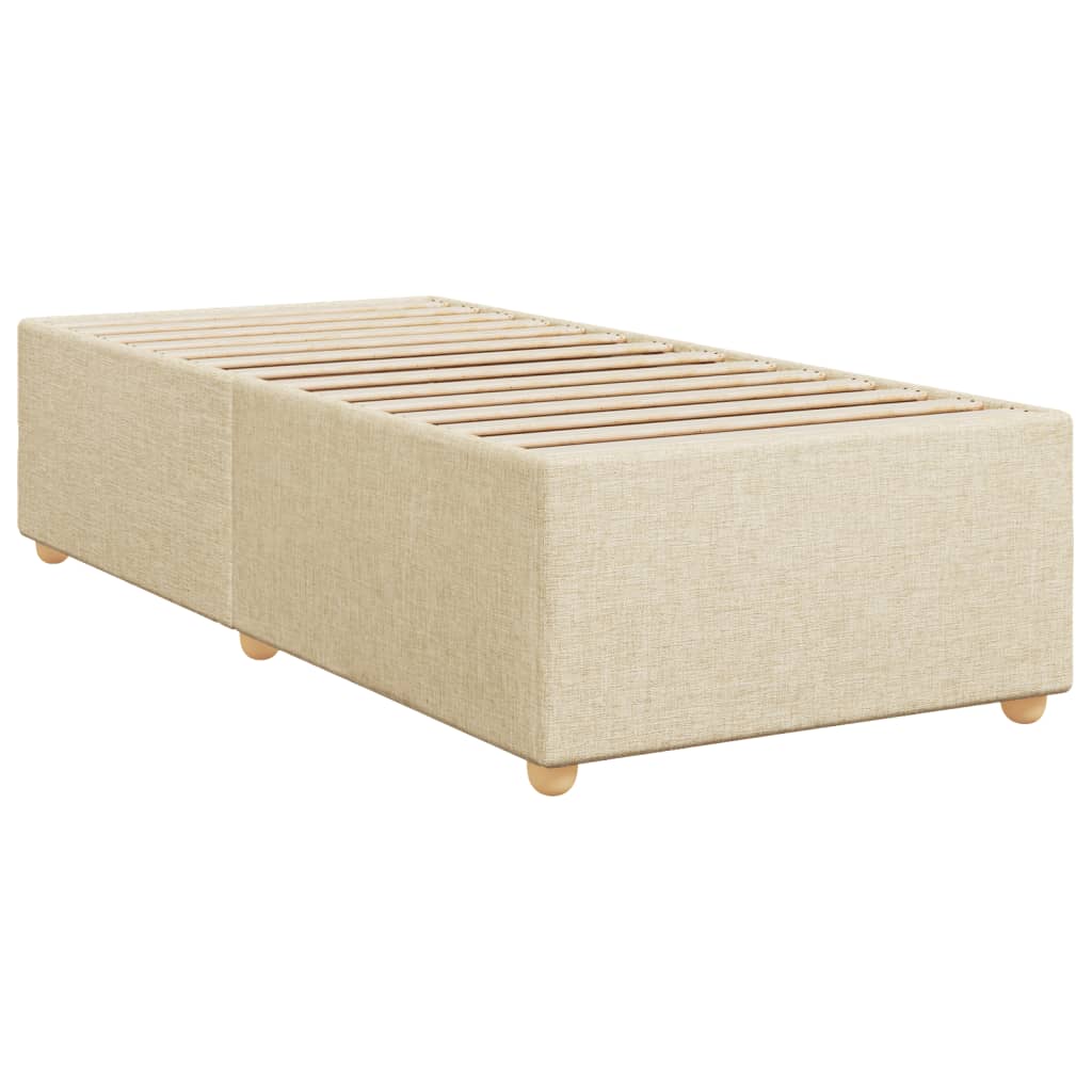 Krevet s oprugama i madracem krem 90 x 200 cm od tkanine