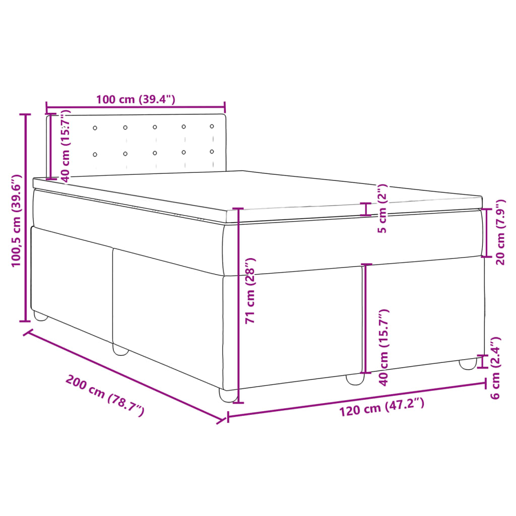 Krevet s oprugama i madracem plavi 120 x 200 cm od tkanine