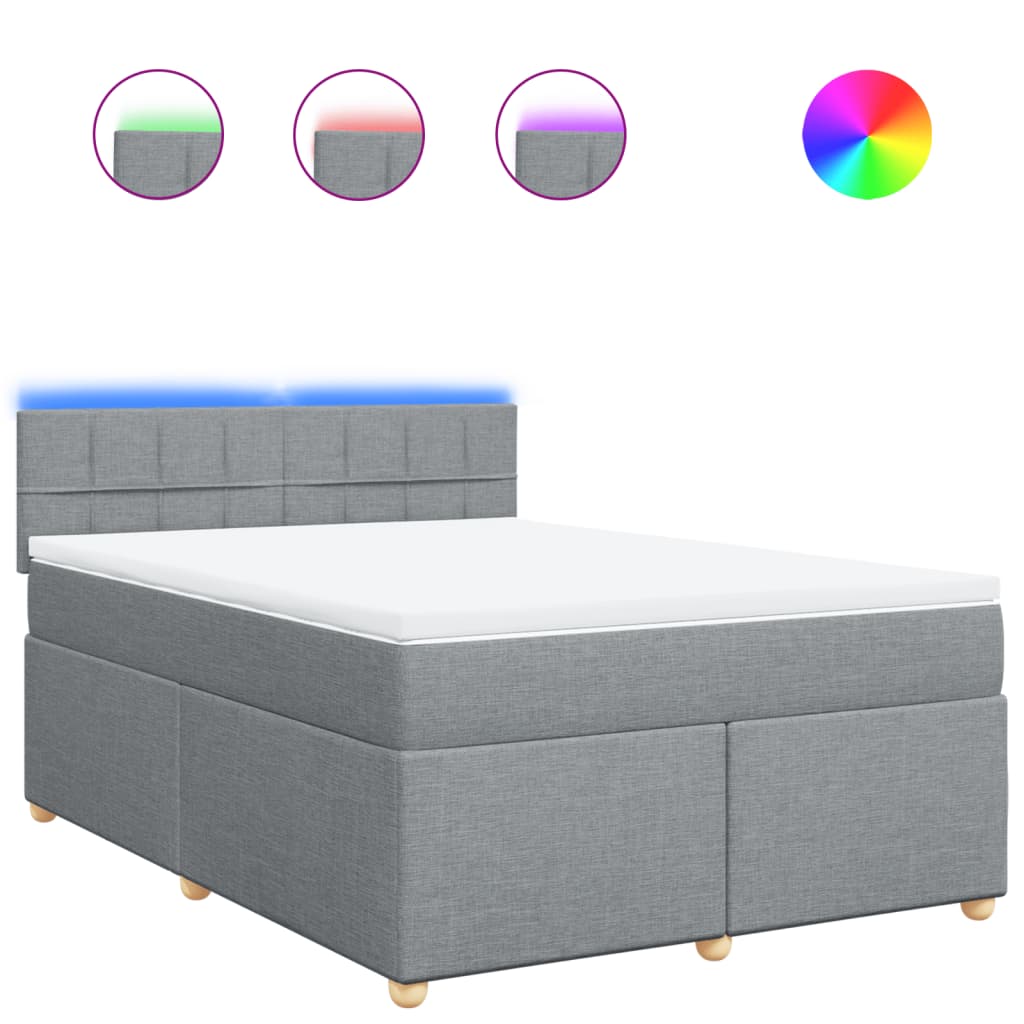 Krevet box spring s madracem svjetlosivi 140x200 cm od tkanine