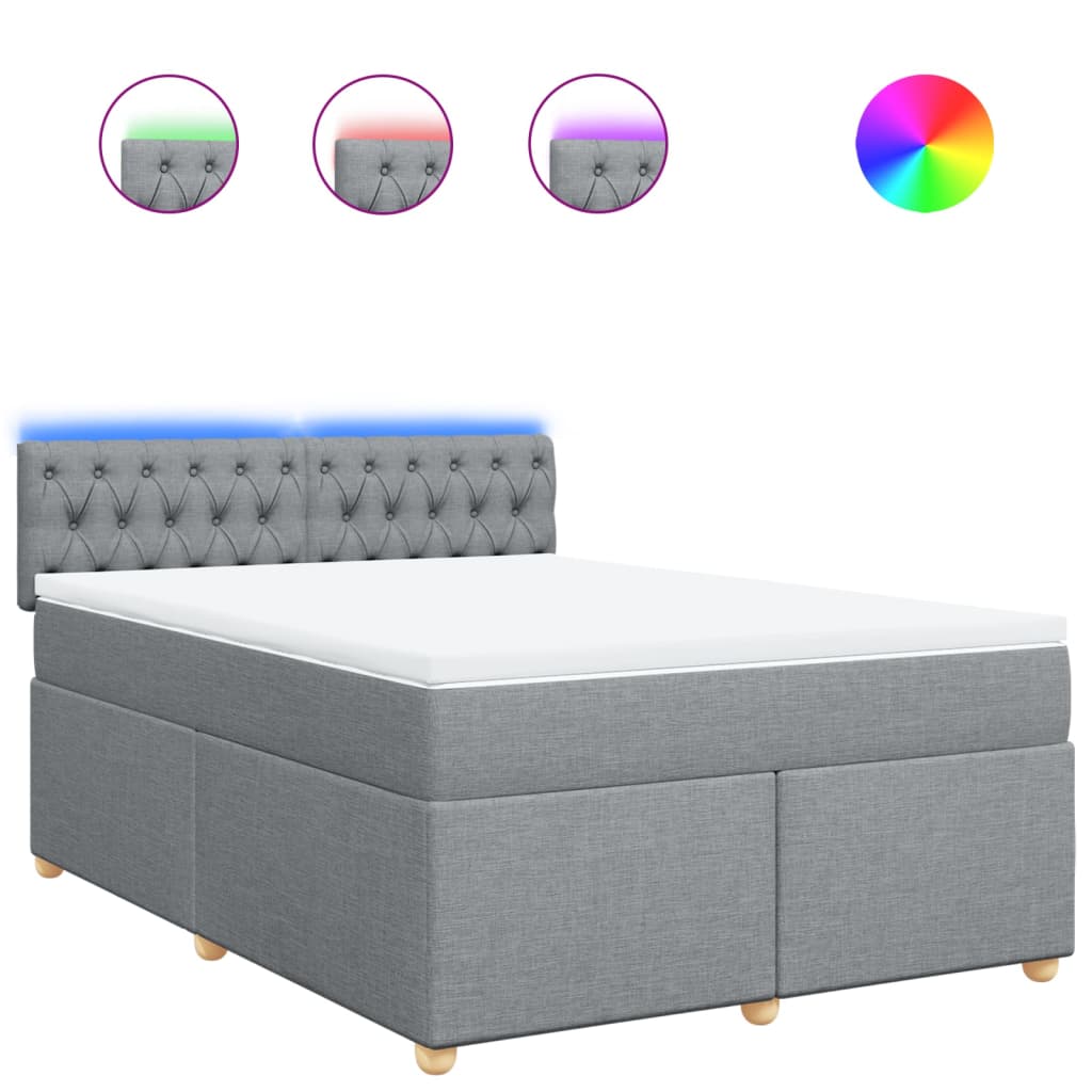 Krevet box spring s madracem svjetlosivi 140x200 cm od tkanine