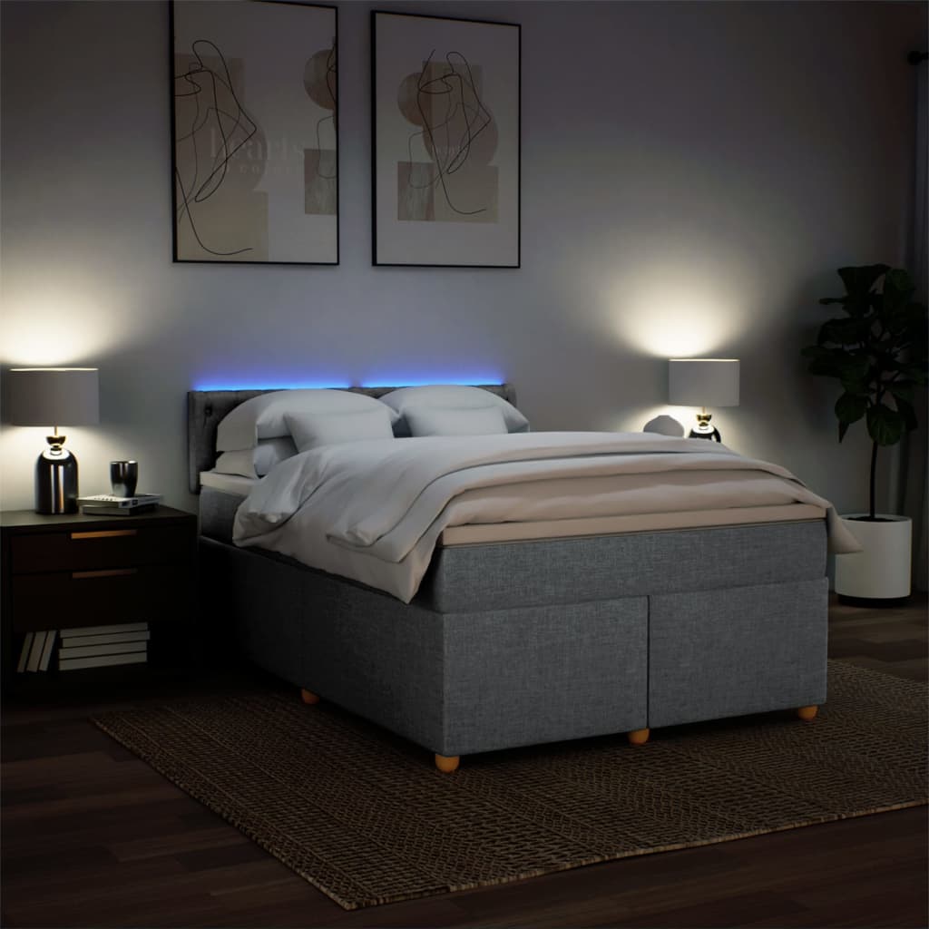 Krevet box spring s madracem svjetlosivi 140x200 cm od tkanine