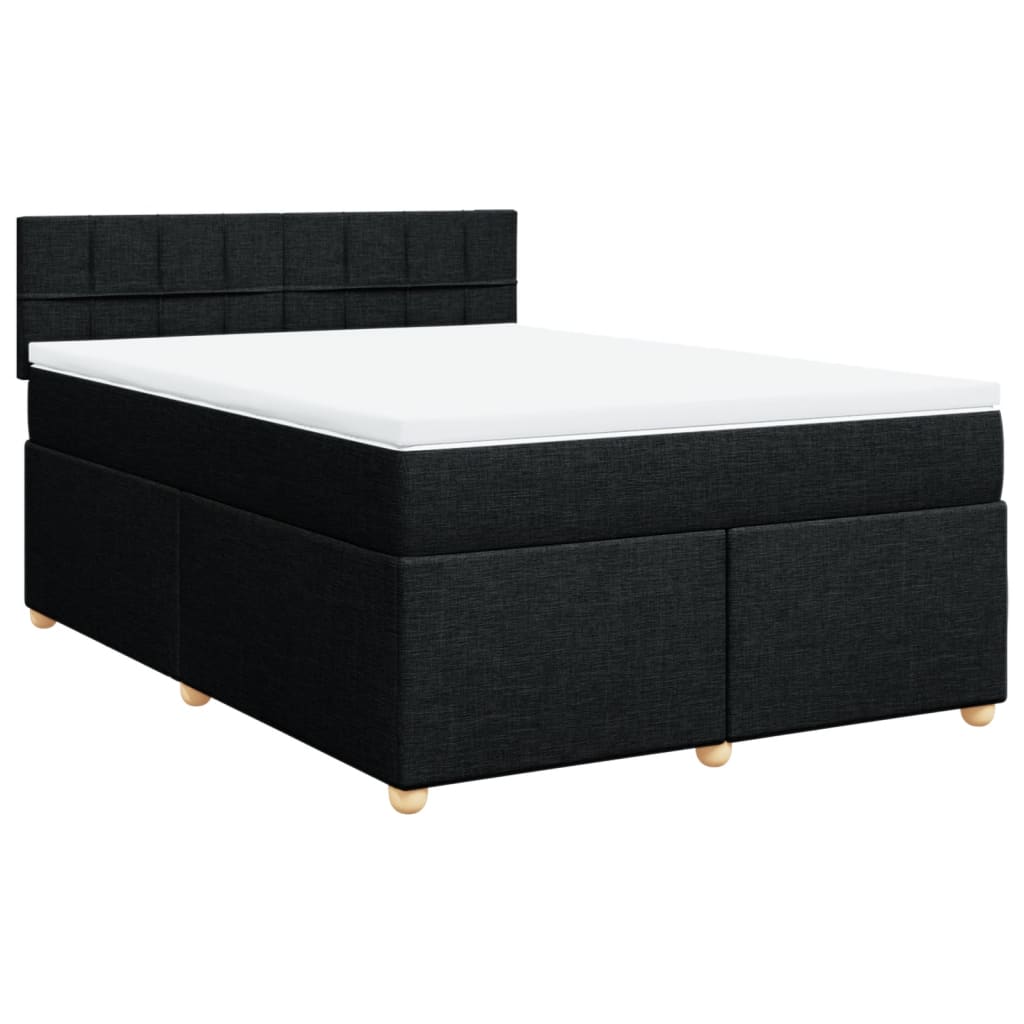 Krevet s oprugama i madracem crni 160x200 cm od tkanine