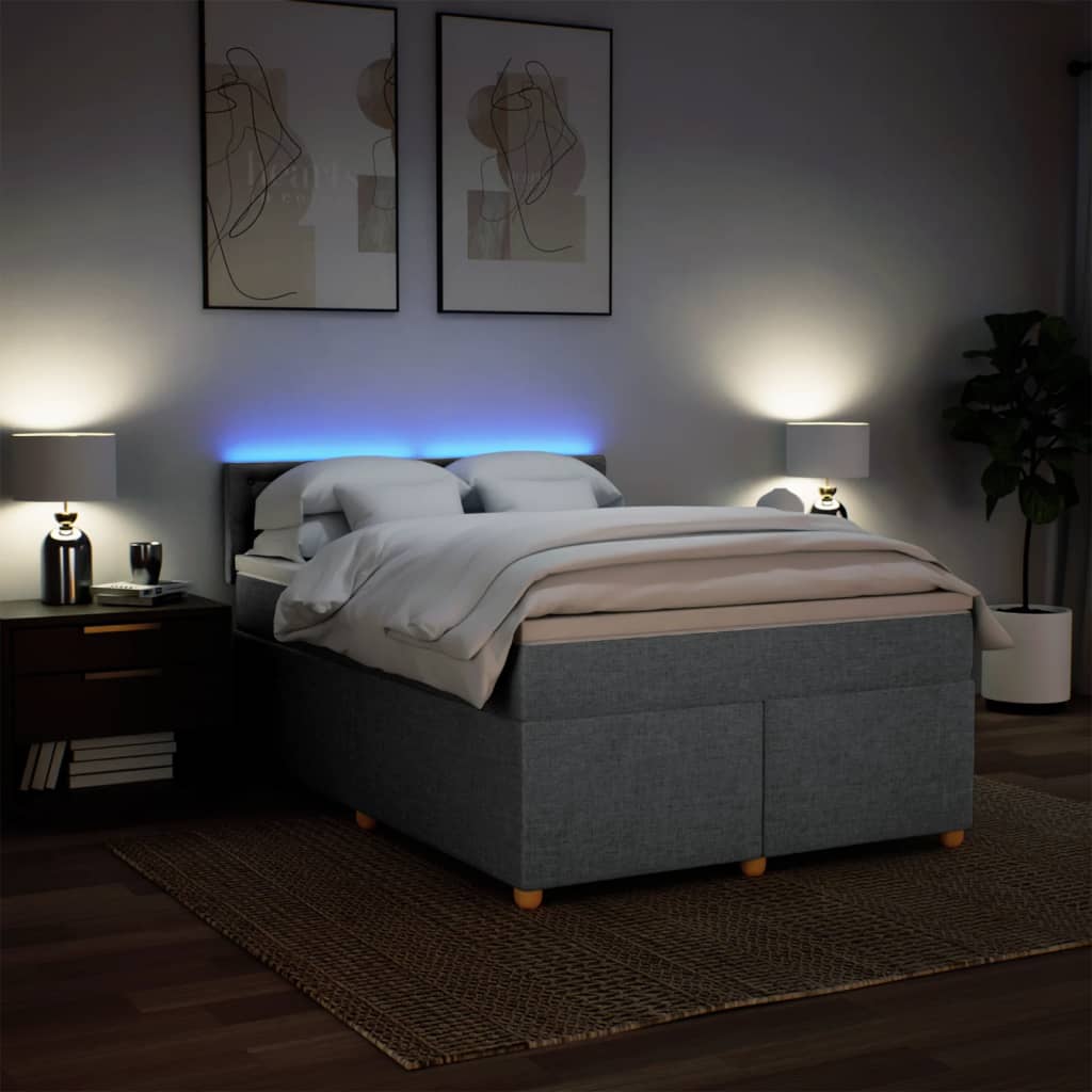 Krevet box spring s madracem svjetlosiva 160x200 cm tkanina