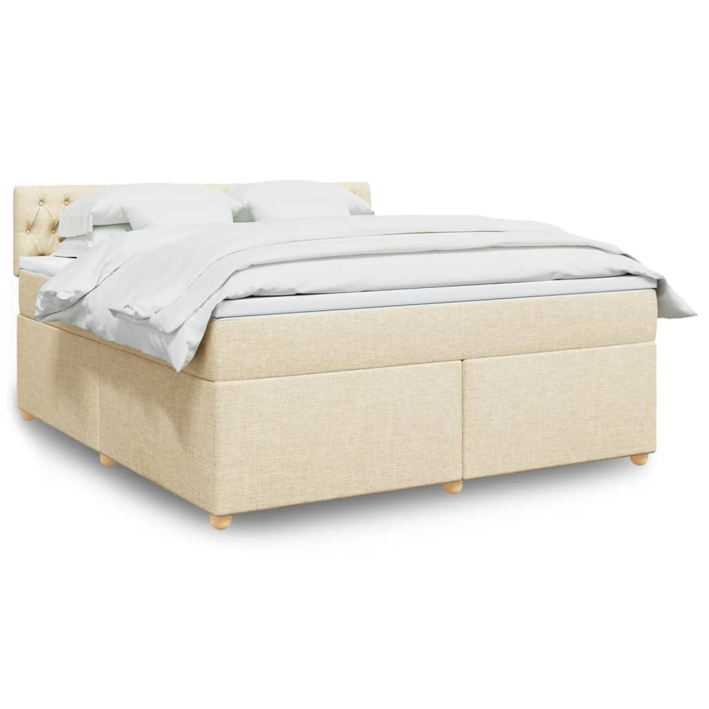 Krevet s oprugama i madracem krem 180x200 cm od tkanine