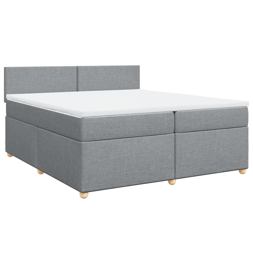 Krevet s oprugama i madracem svjetlosivi 200 x 200cm od tkanine
