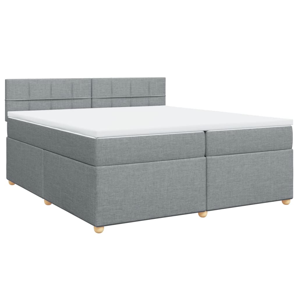 Krevet s oprugama i madracem svjetlosivi 200 x 200cm od tkanine