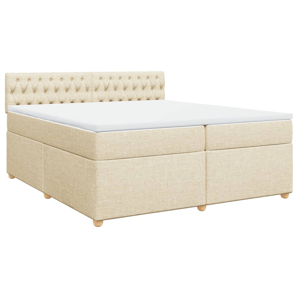 Krevet s oprugama i madracem krem 200 x 200 cm od tkanine