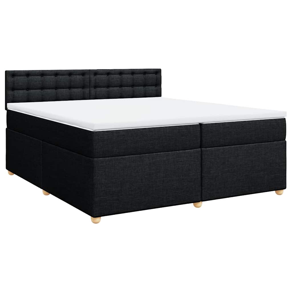 Krevet s oprugama i madracem crni 200x200 cm od tkanine