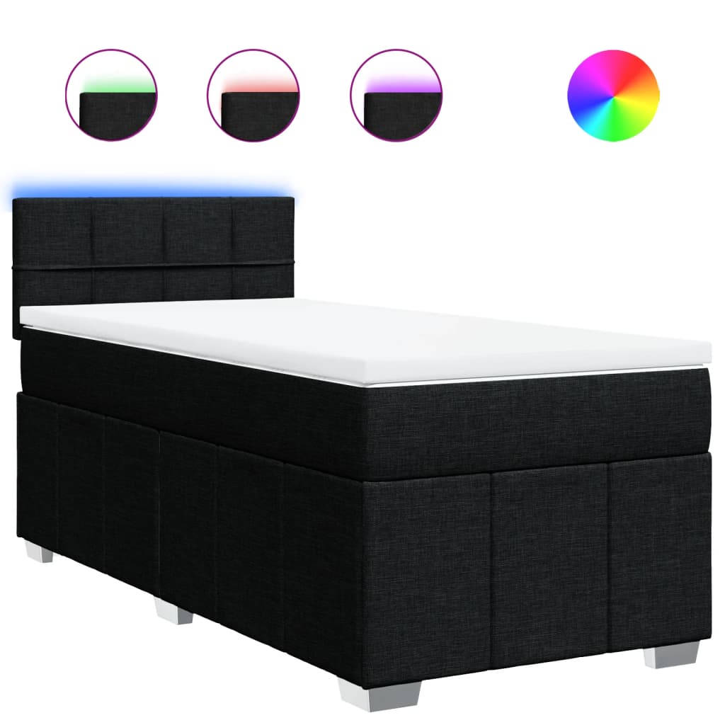 Box spring krevet s madracem crni 80 x 200 cm od tkanine