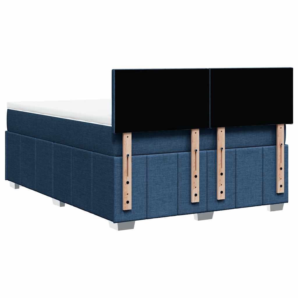 Krevet s oprugama i madracem plavi 140 x 190 cm od tkanine