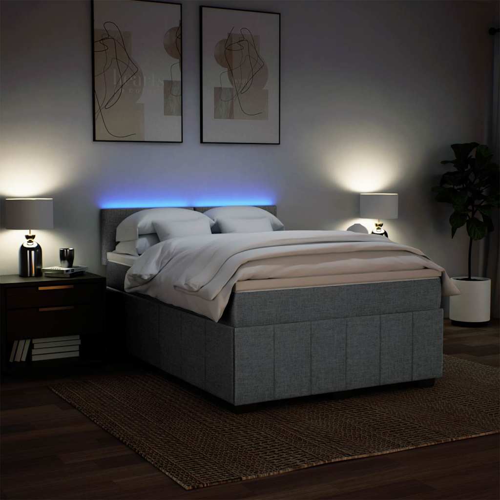 Krevet box spring s madracem svjetlosivi 140x200 cm od tkanine