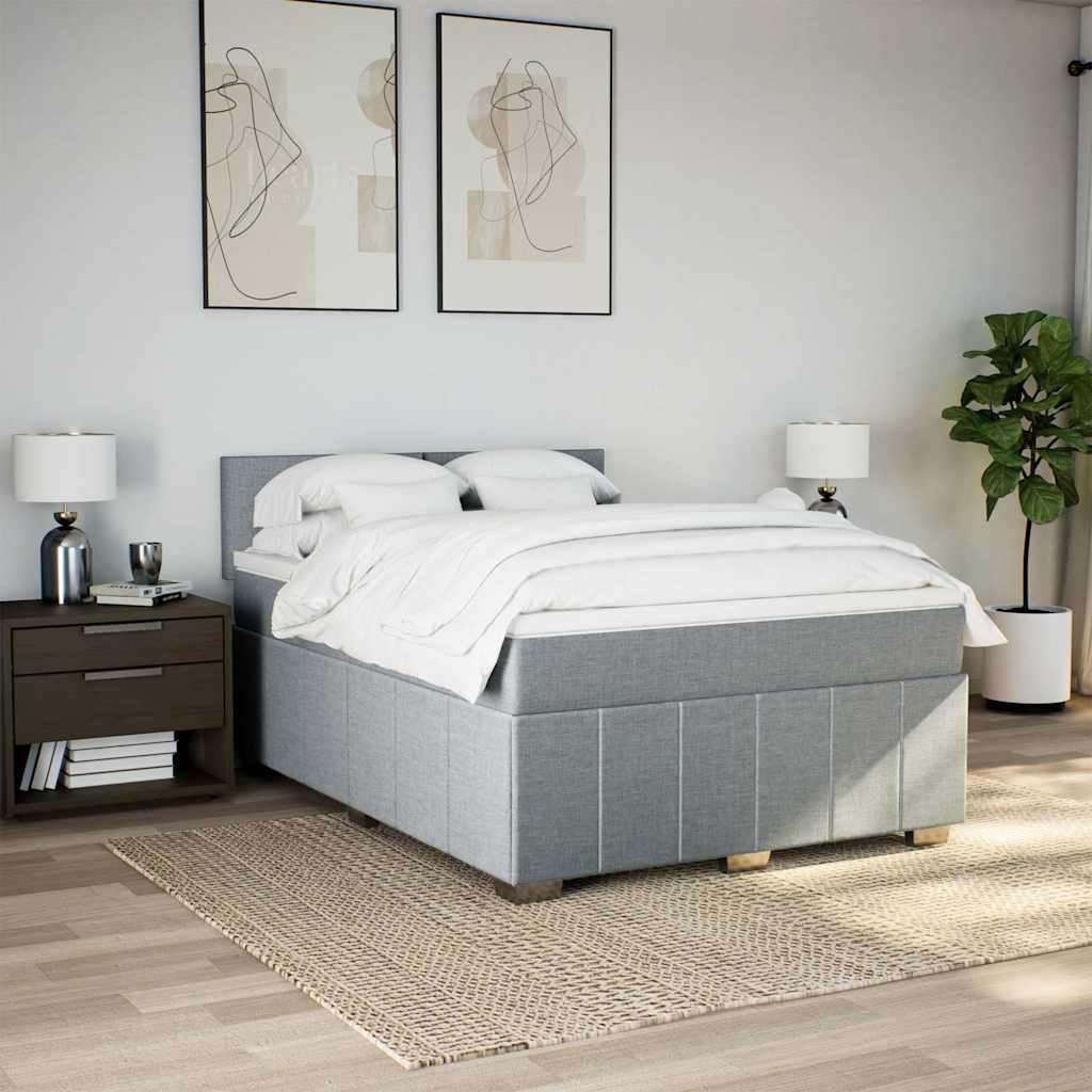 Krevet box spring s madracem svjetlosivi 140x200 cm od tkanine
