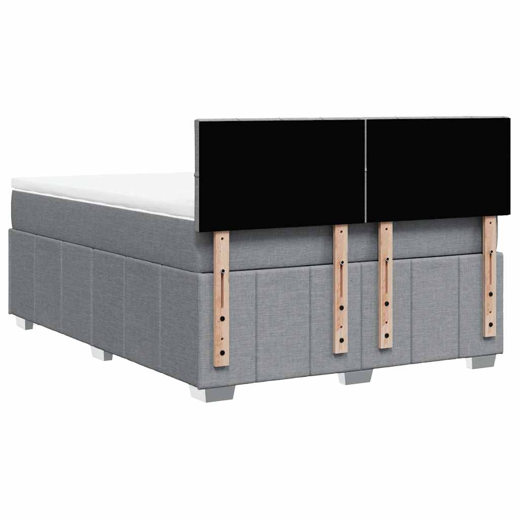Krevet box spring s madracem svjetlosivi 140x200 cm od tkanine