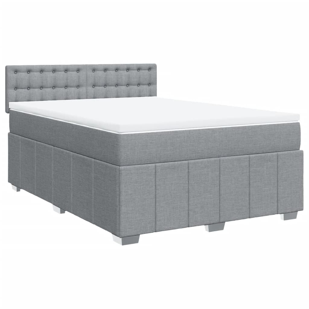 Krevet box spring s madracem svjetlosiva 160x200 cm tkanina