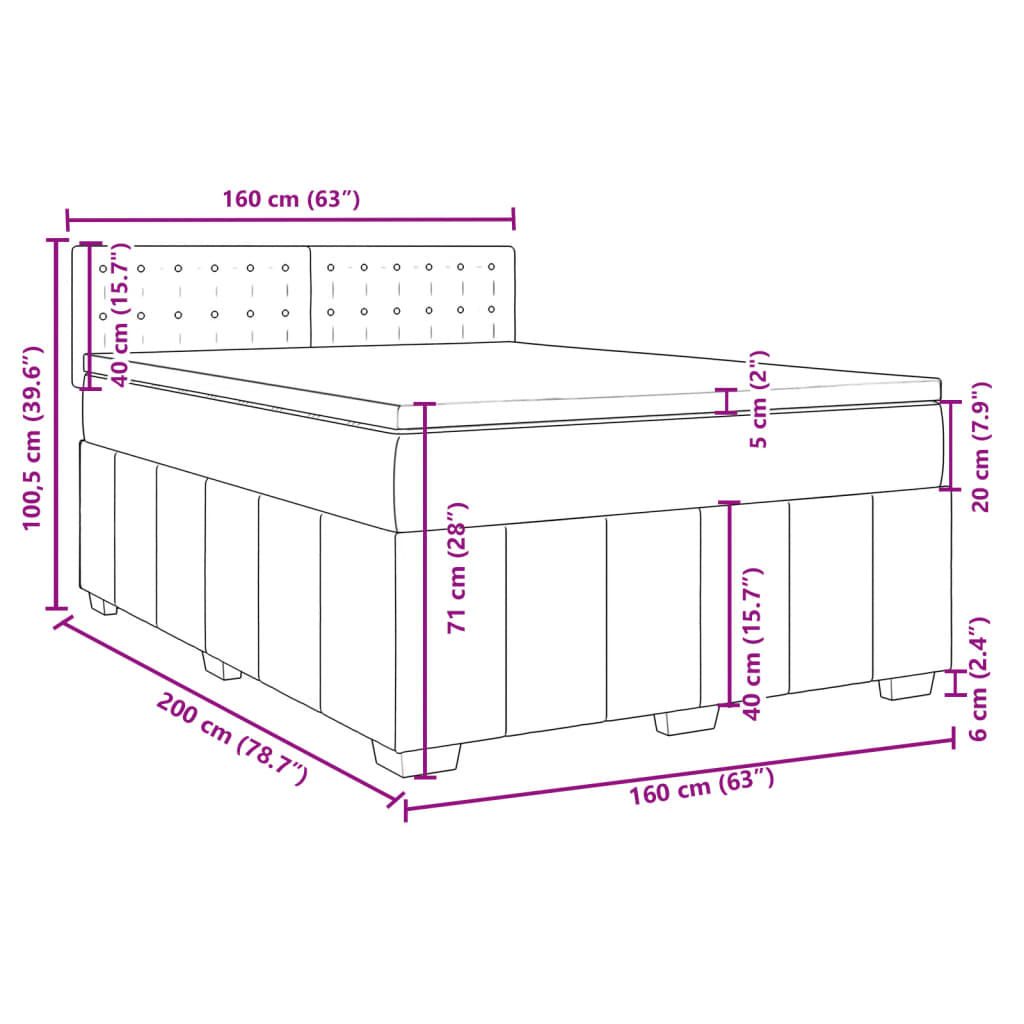 Krevet box spring s madracem svjetlosiva 160x200 cm tkanina