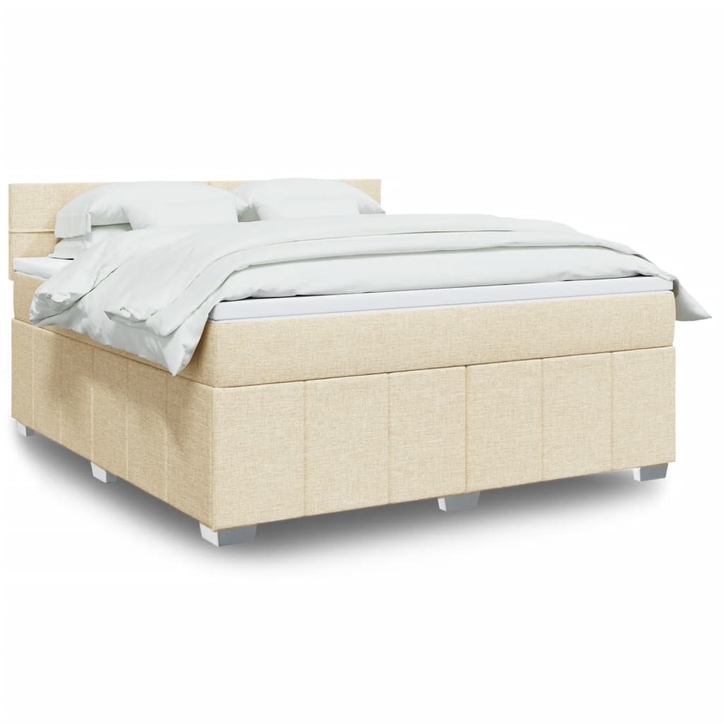 Krevet s oprugama i madracem krem 180x200 cm od tkanine