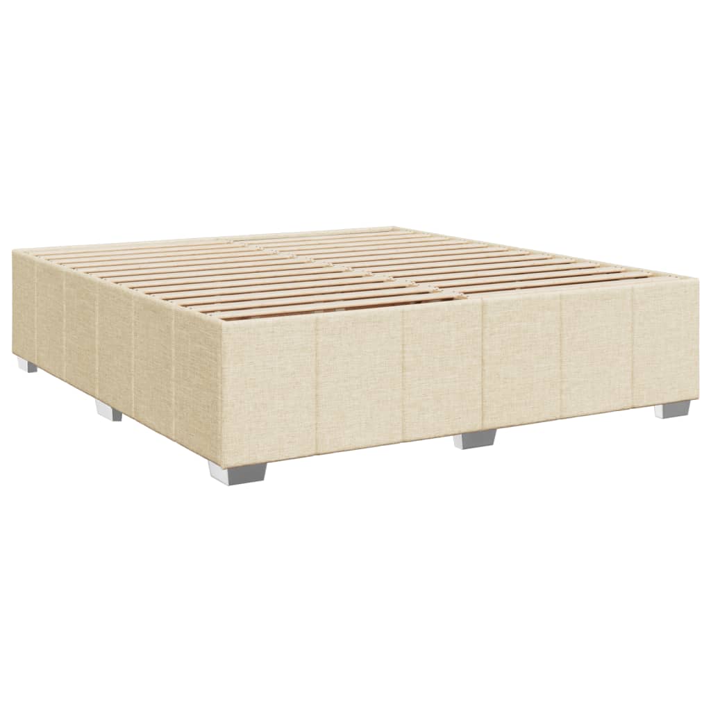 Krevet s oprugama i madracem krem 200 x 200 cm od tkanine