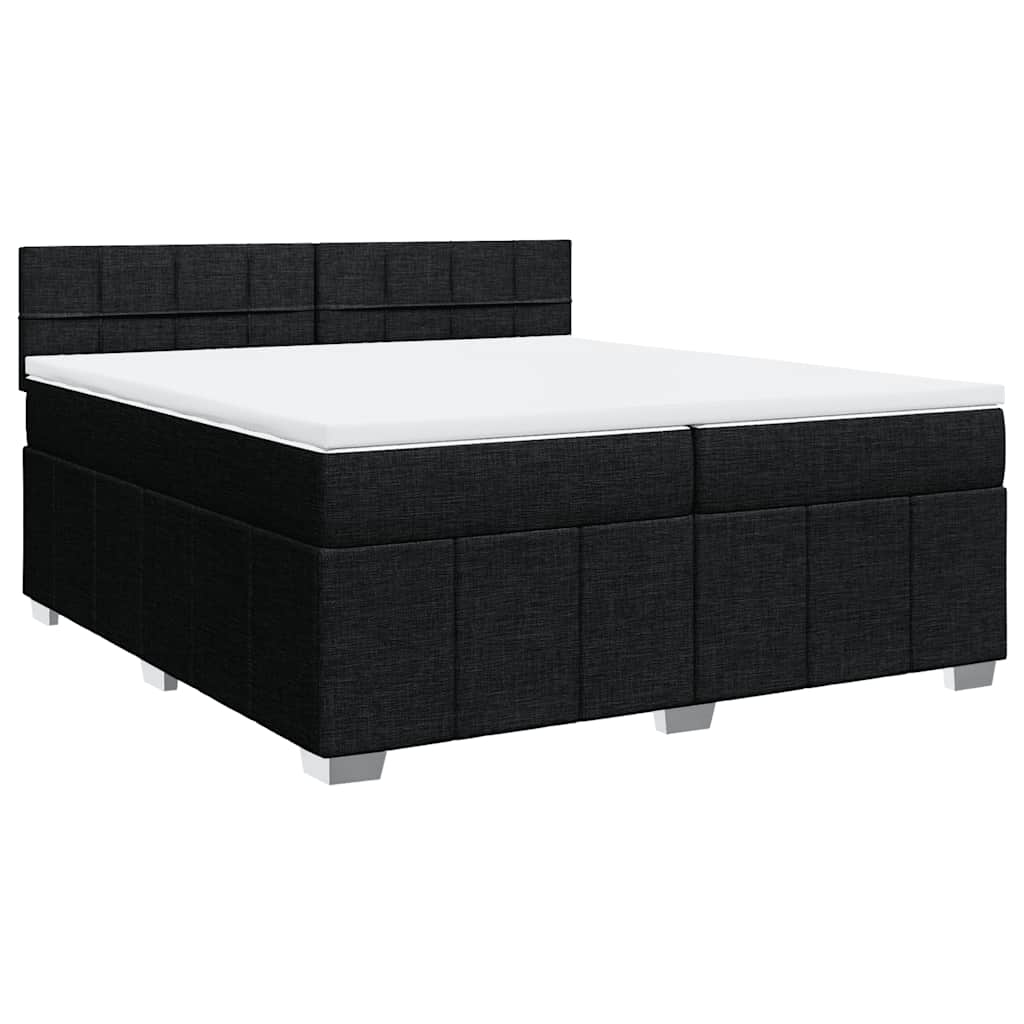 Krevet s oprugama i madracem crni 200x200 cm od tkanine
