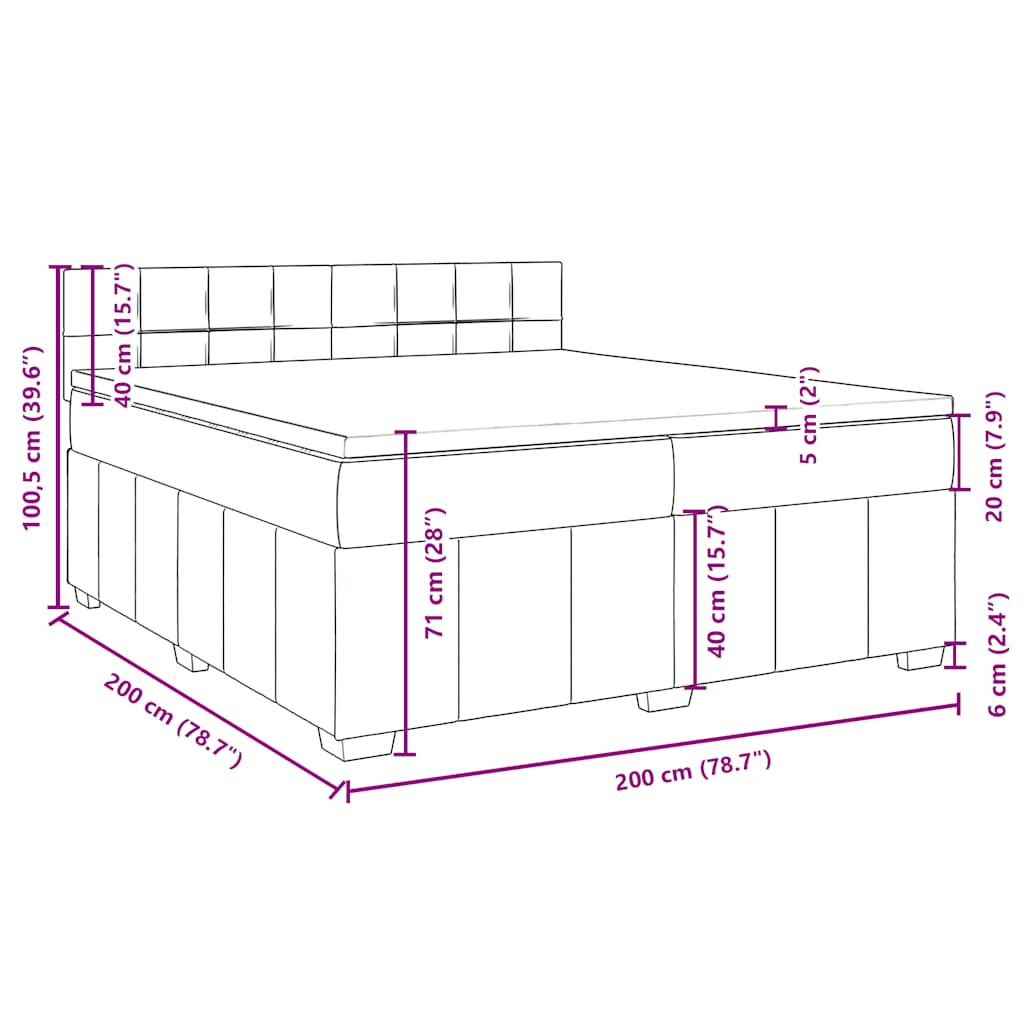 Krevet s oprugama i madracem crni 200x200 cm od tkanine