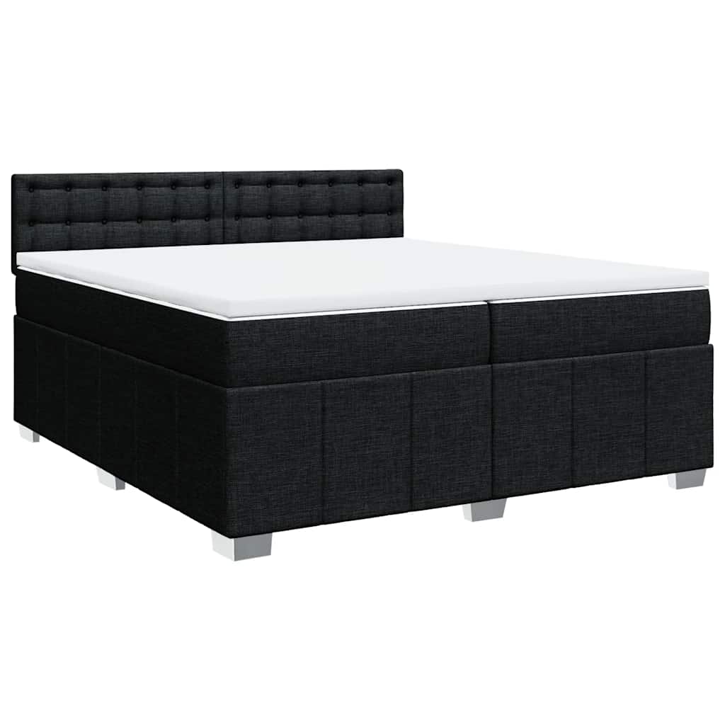 Krevet s oprugama i madracem crni 200x200 cm od tkanine