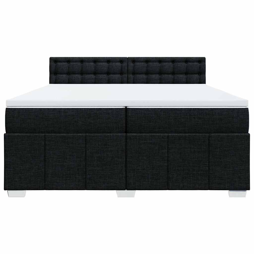 Krevet s oprugama i madracem crni 200x200 cm od tkanine