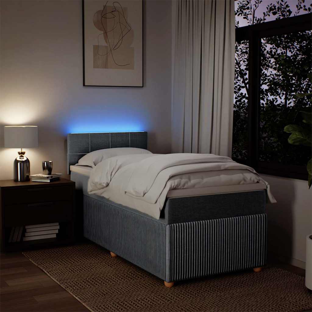 Box spring krevet s madracem svjetlosivi 90x190 cm od tkanine