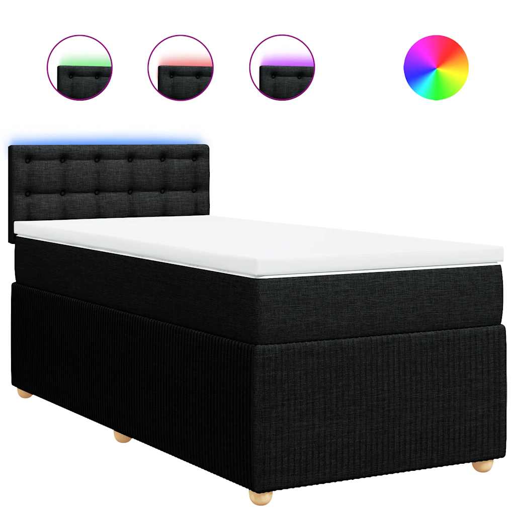 Box spring krevet s madracem crni 90x190 cm od tkanine