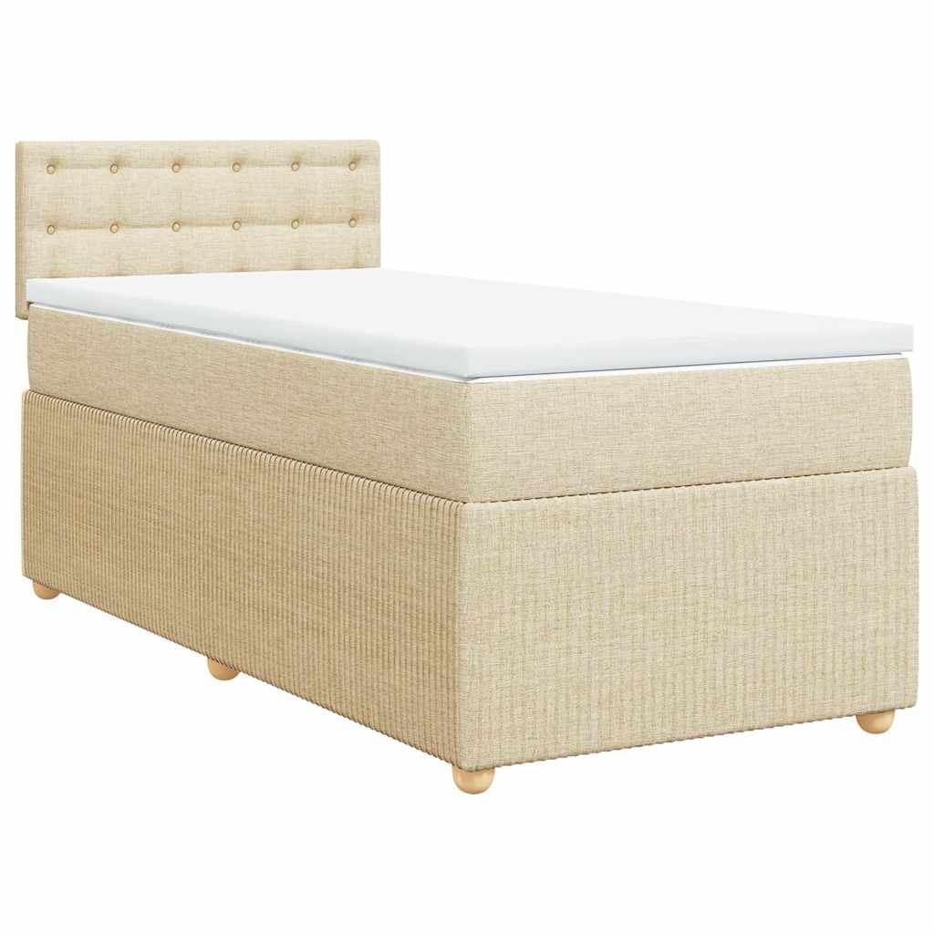 Krevet s oprugama i madracem krem 90 x 190 cm od tkanine