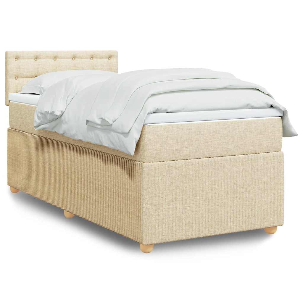 Krevet s oprugama i madracem krem 90 x 190 cm od tkanine