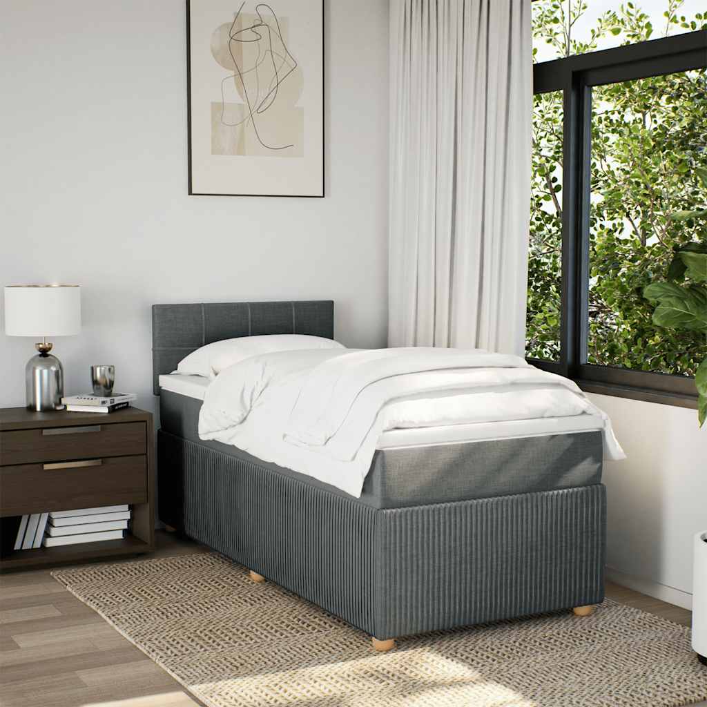 Krevet s oprugama i madracem tamnosivi 90x200 cm od tkanine